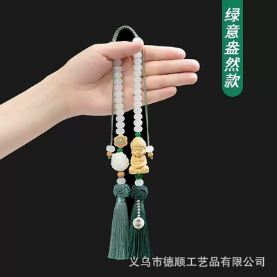 Buddha Bodhi Car Pendant, High-End Car Interior Decoration, Lotus Rearview Mirror Hanging Ornament, Chinese Style Items Wholesale (Car hanging) - green-buddha