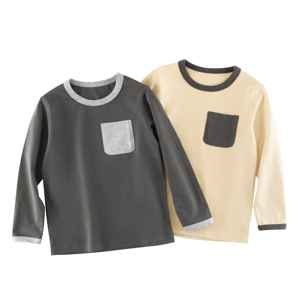 27kids ropa para niños transfronterizos camiseta de manga larga para niños primavera y otoño camisa de fondo para hombres cuello redondo ropa de bebé cabello de una pieza