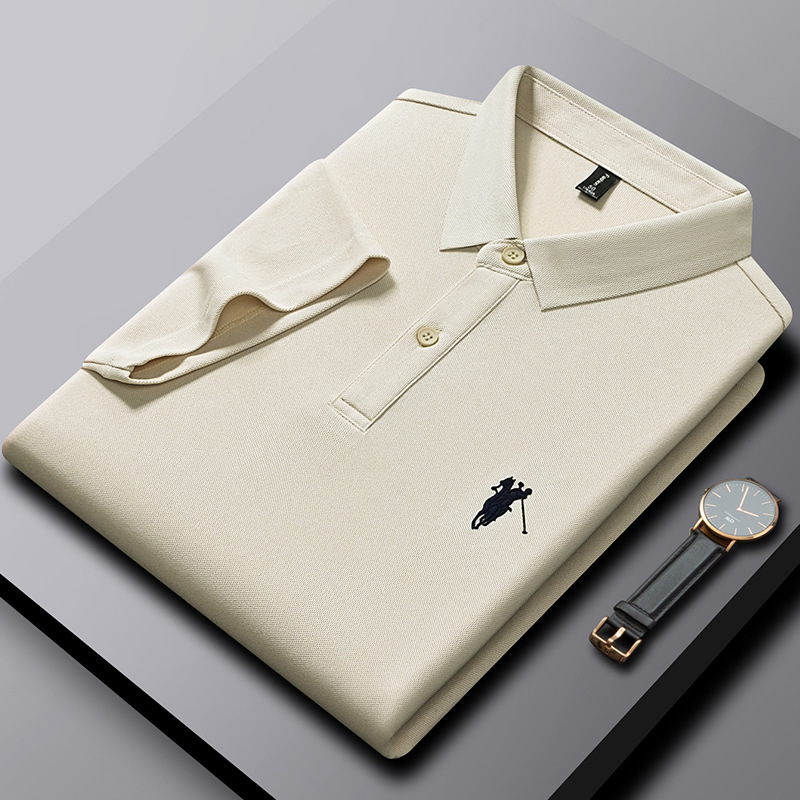 2025 Summer New Ice Silk Men's Polo Shirt Short-sleeved Trendy Brand Paul Shirt Loose Collar Lop T-shirt Top