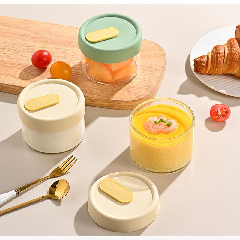 Oatmeal Bowl, Food-Grade High Borosilicate Glass Bowl, Steamable and Freezable, Portioned Storage Box, Sealed Jar, Cross-Border Customization