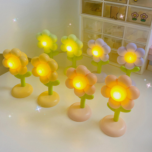Mini Magnetic Flower Night Light Desk Ornament Small Table Lamp for Girls and Children Bedroom Atmosphere Lighting Festival Gift