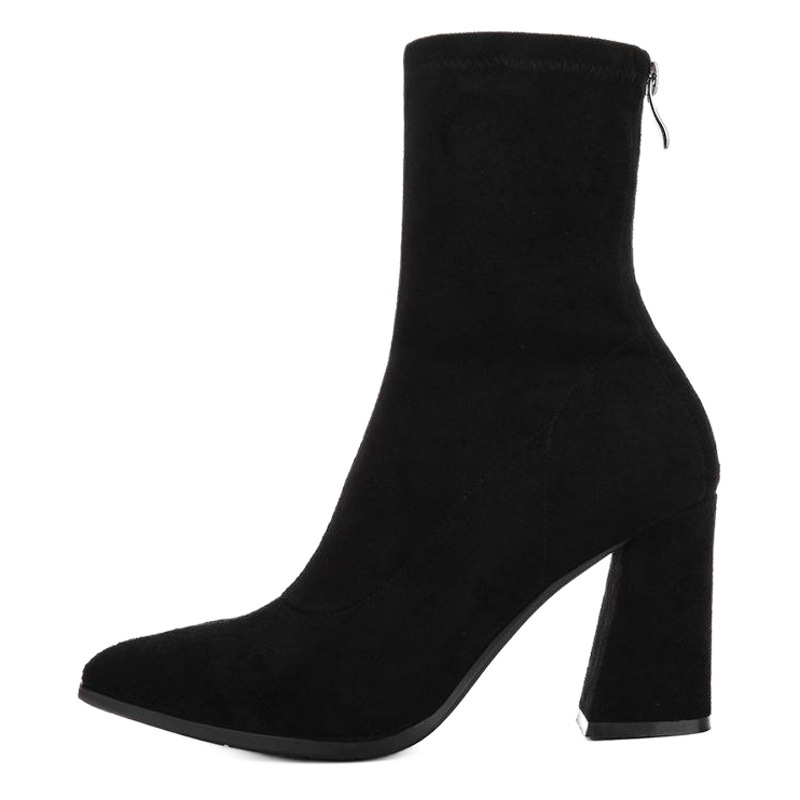 Botas cortas de mujer Otoño e Invierno Nuevas botas elásticas de invierno botas finas de tacón grueso botas de moda de estilo británico de verano para mujer
