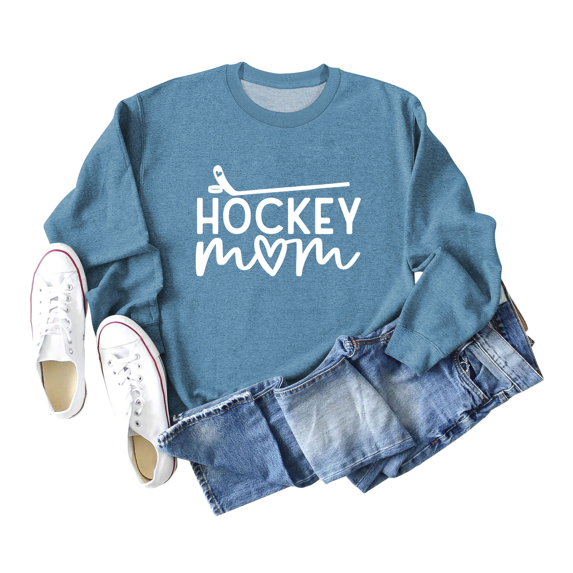 Amazon deseo transfronterizo de las mujeres europeas y americanas talla grande Nueva carta hockey Otoño e Invierno suéter de manga larga en stock al por mayor