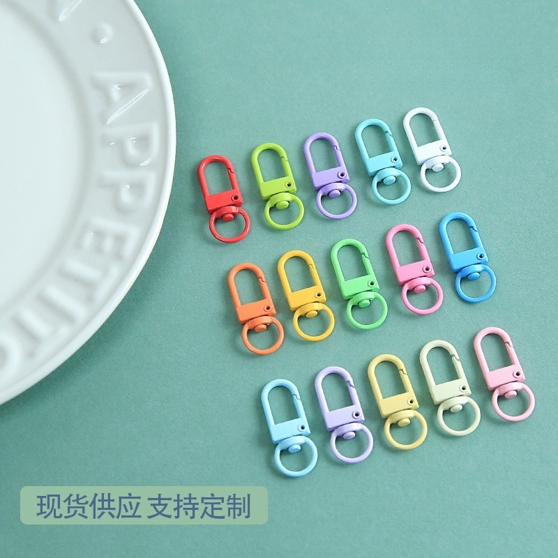 彩色合金烤漆钥匙扣门扣手工diy拼豆配件材料包包旋转扣挂饰批发