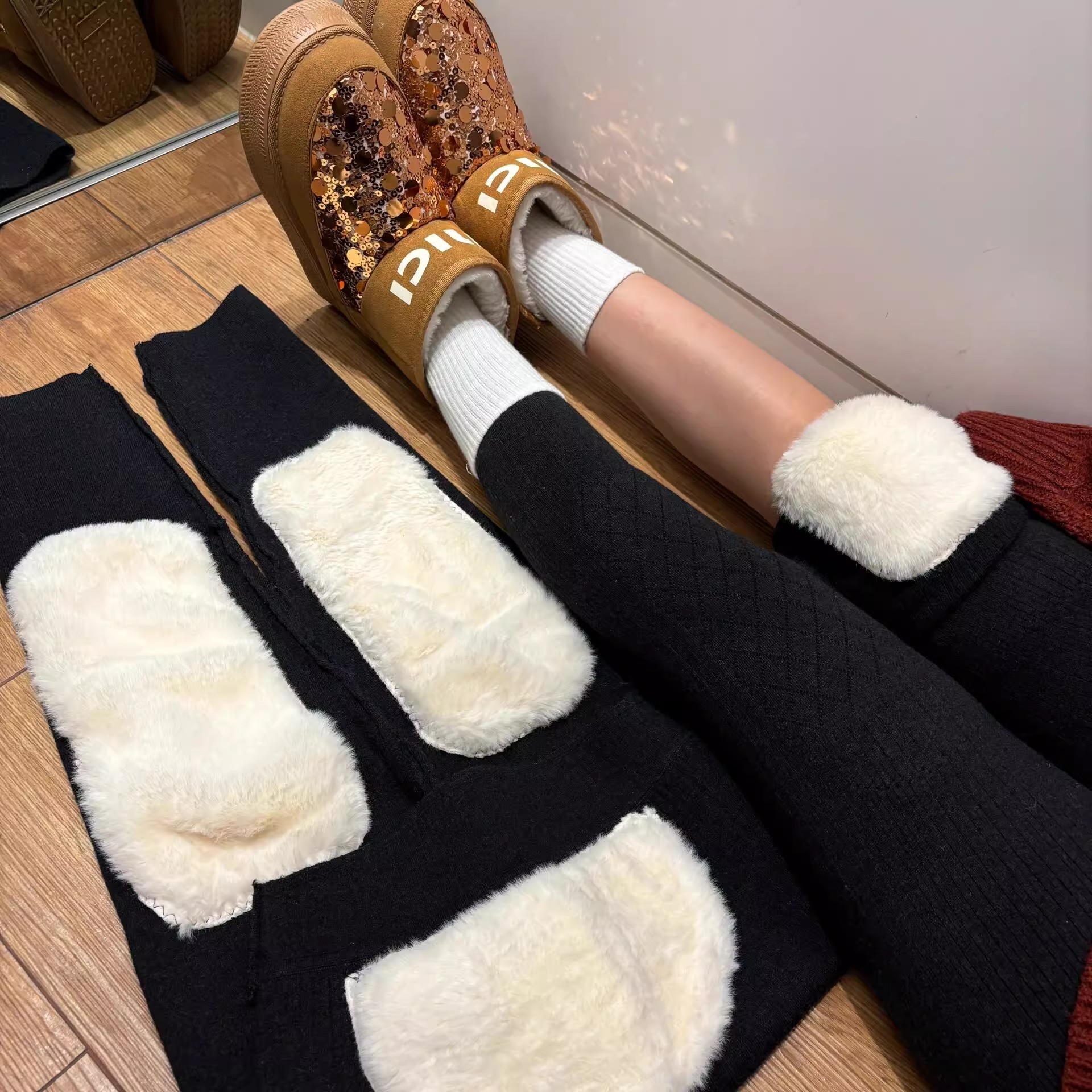 Harbin Wool Thermal Pants Cold-Resistant Fleece Thickened Knee and Waist Protection Northeast Outdoor Base Layer Cotton Pants for Women Winter