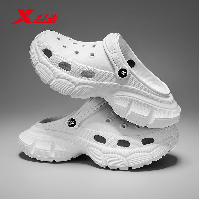 Xtep スリッパボーイズトレンディシューズ 2025 新しい夏通気性包頭スリッパ厚い底高さ向上衝撃吸収ビーチ下駄|undefined