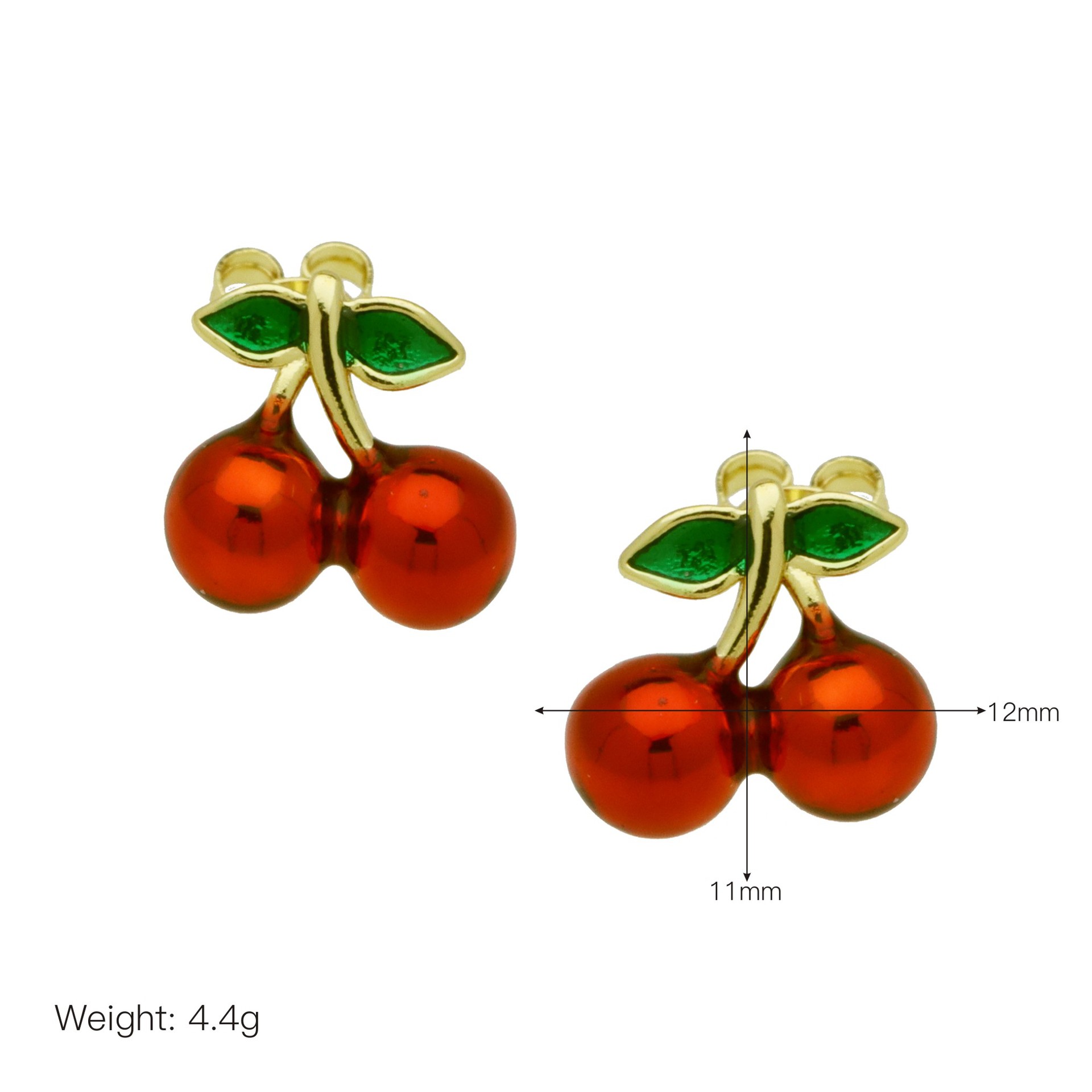 7g Weight Brass Ear Needle Material Zircon Inlay Material Ear Studs Classification 1 Pair Quantity Daily Occasion Copper Material Cherry, Strawberry Pattern Women's Gender Enamel, Inlay Design Simple Style Style 1 Pair Simple Style Cherry Strawberry Enamel Inlay Copper Zircon Ear Studs 6