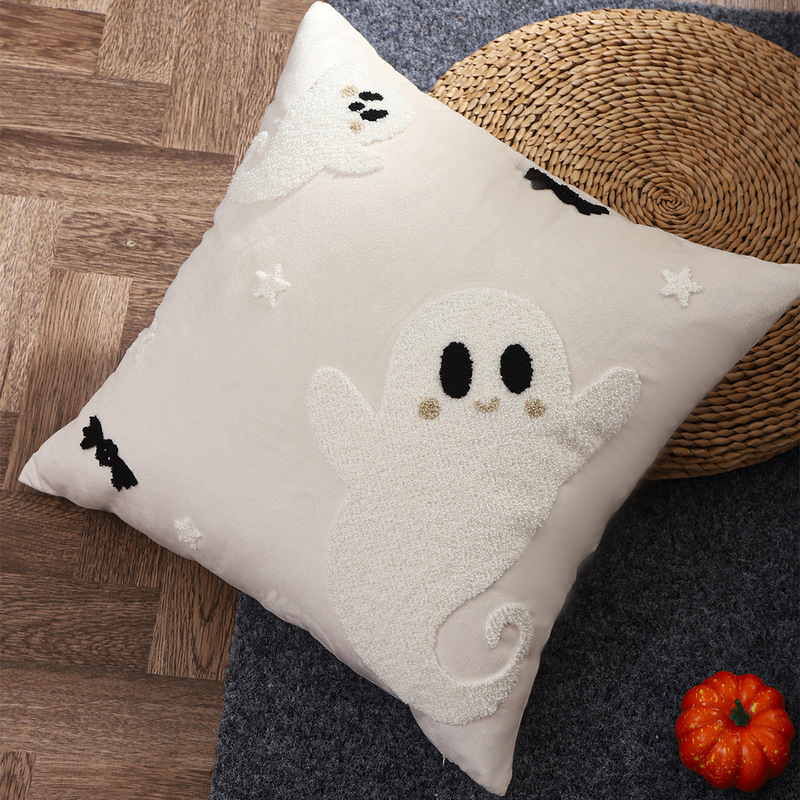 ハロウィンゴースト枕カバー立体タオル刺繍ゴースト枕クッションカバーフェスティバルリビングルームソファクッションカバー|undefined