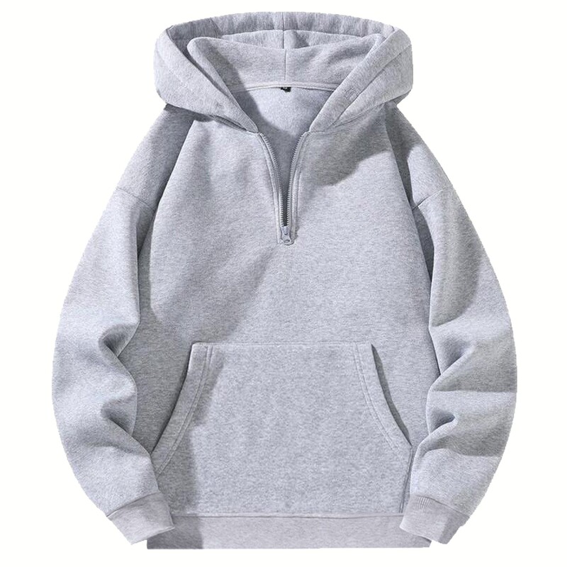 Men's and Women's Quarter-Zip Hooded Sweatshirt Casual Long-Sleeve Spring and Autumn Warm Jacket Top