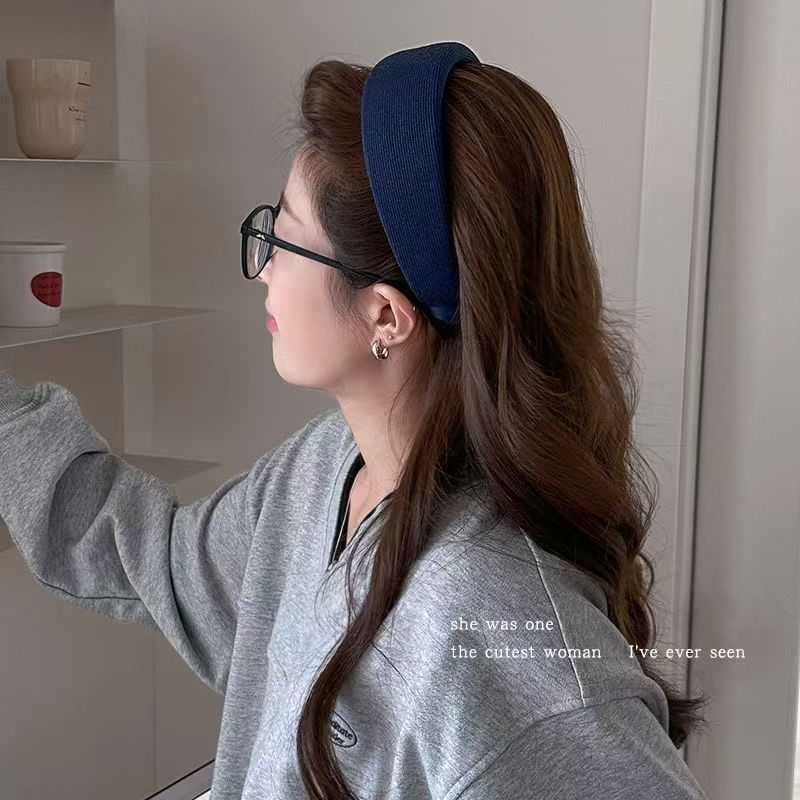 奶油春天色针织条纹宽边发箍女多巴胺简约糖果色百搭高级头箍发饰|undefined