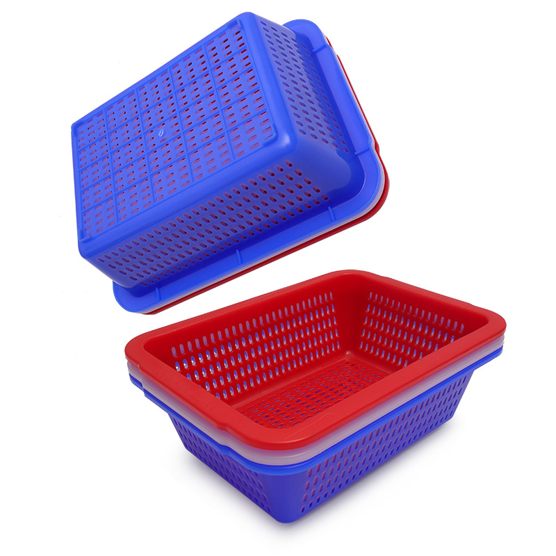 厂家现货加厚塑料方筛 电子商务周转分拣胶篮 货架胶筛沥水水果筐