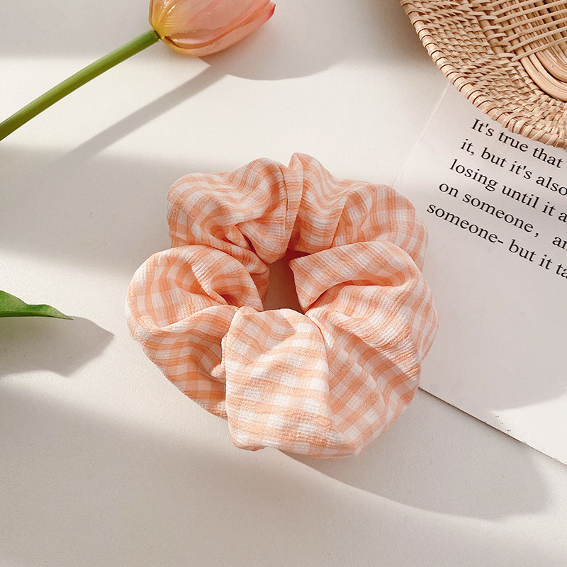 Pequeño, fresco y dulce, lazo para el cabello de intestino grueso, linda cuerda para el cabello a cuadros, atmósfera coreana, cuerda para el cabello, tocado de goma