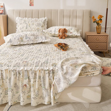 加厚可机洗夹棉床裙公主风床垫保护套防滑床罩单双人家用床单批发