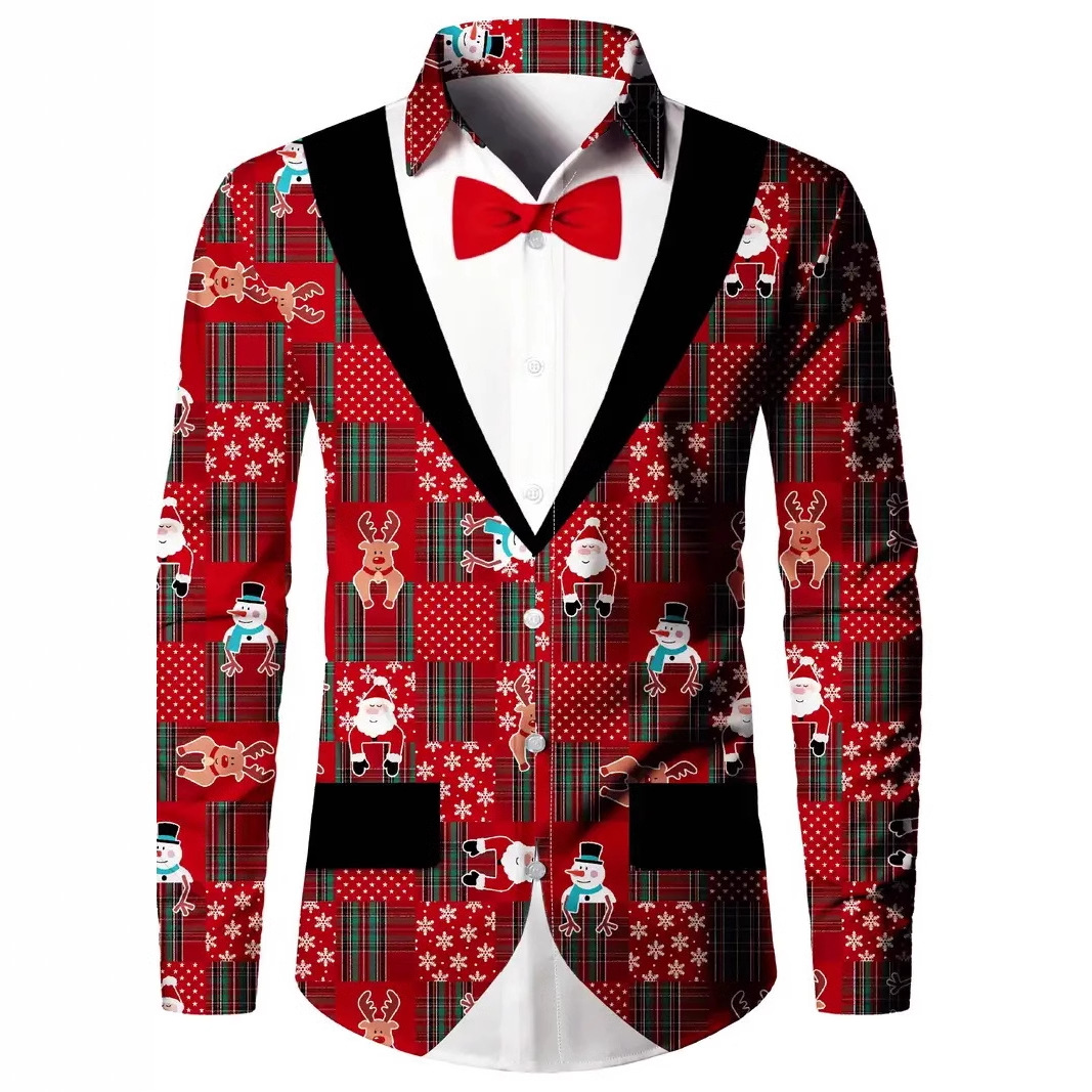 2024 nuevas camisas estampadas digitales falsas de dos piezas para hombres calientes de la moda de Amazon transfronteriza Amazon MB12