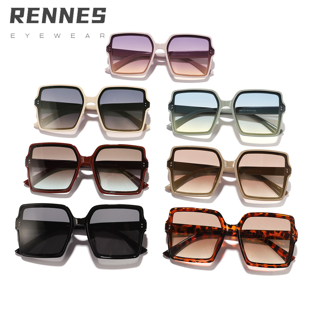 Versión coreana al por mayor transfronteriza de gafas de sol de protección UV de marco generoso para PC