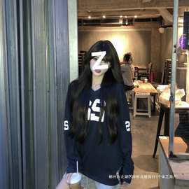 跨境美式少女字母印花长袖T恤女秋季2025新款百搭宽松显瘦套头上
