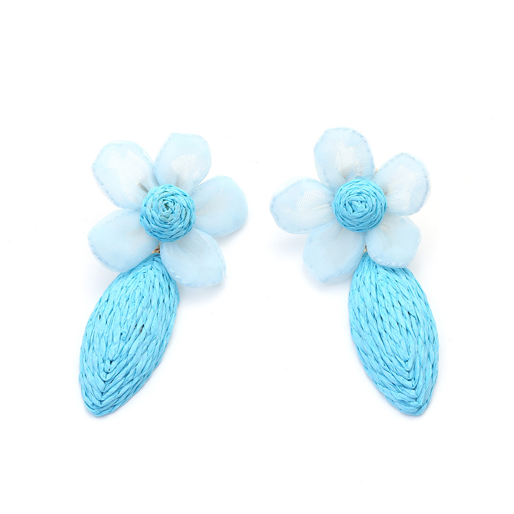 Pastoral Flower Raffia Gauze Women's Drop Earrings 1 Pair display picture 4