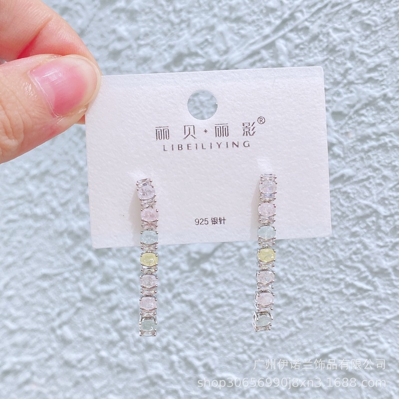 丽银/丽贝丽影闪锆吊坠轻奢风s925银针耳环高级感长款宴会奢华女|undefined