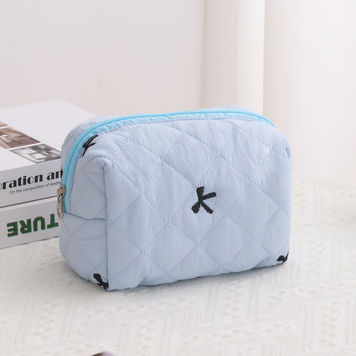 Borsa da trucco con grande capacità e ricamo da donna_voghion.com