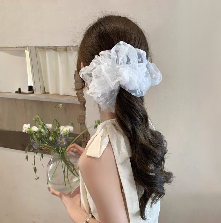 日本と韓国の高級愛腸ヘアバンド特大女の子植毛メッシュスーパー妖精純粋な甘いふわふわヘッドフラワー|undefined