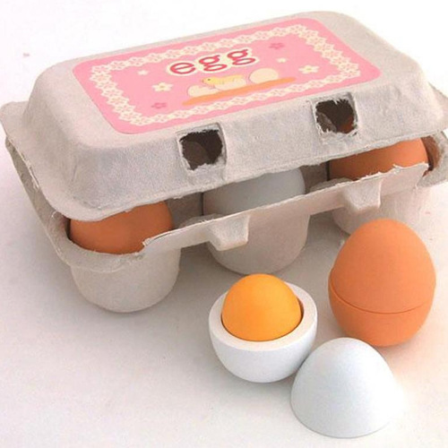 Wooden simulated eggs and duck eggs set of 6 boxed cognitive toys for babies and young children playing house