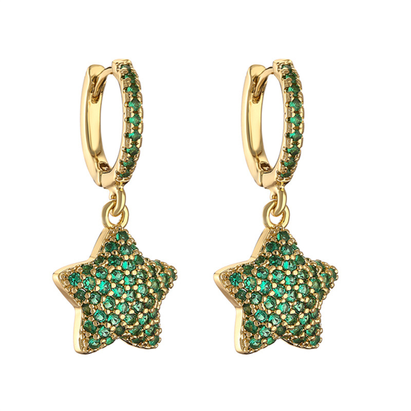 Star Pattern Elegant Classic Style Star Copper Inlay Zircon Drop Earrings 1 Pair