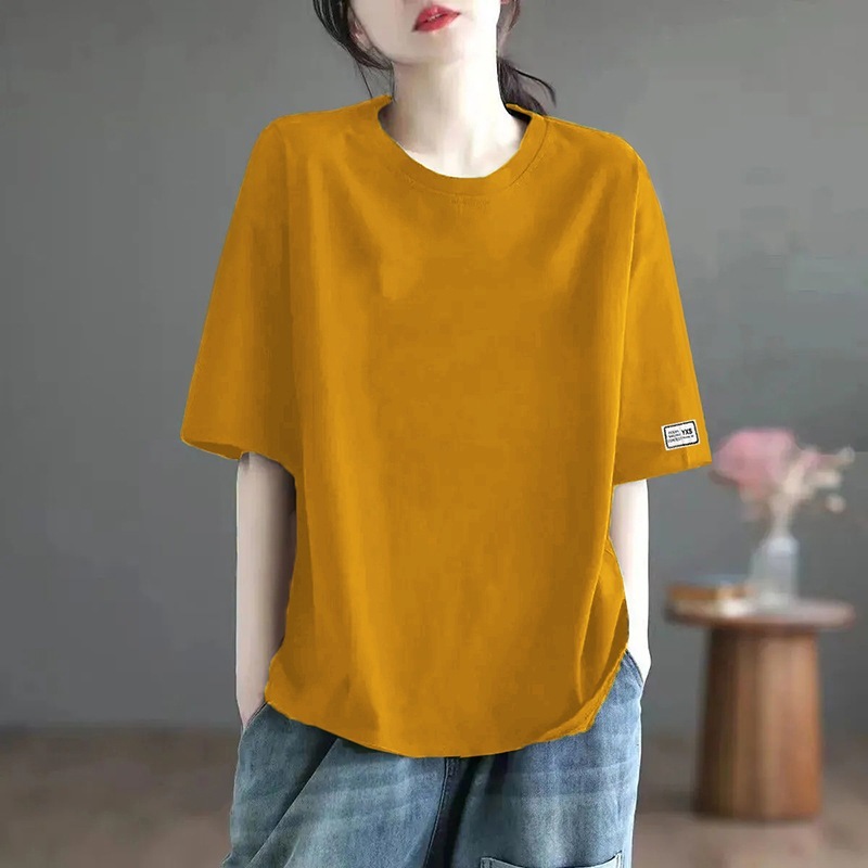 春夏季穿搭短袖T恤衣服女春夏季新款设计感贴标袖口百搭上衣|undefined