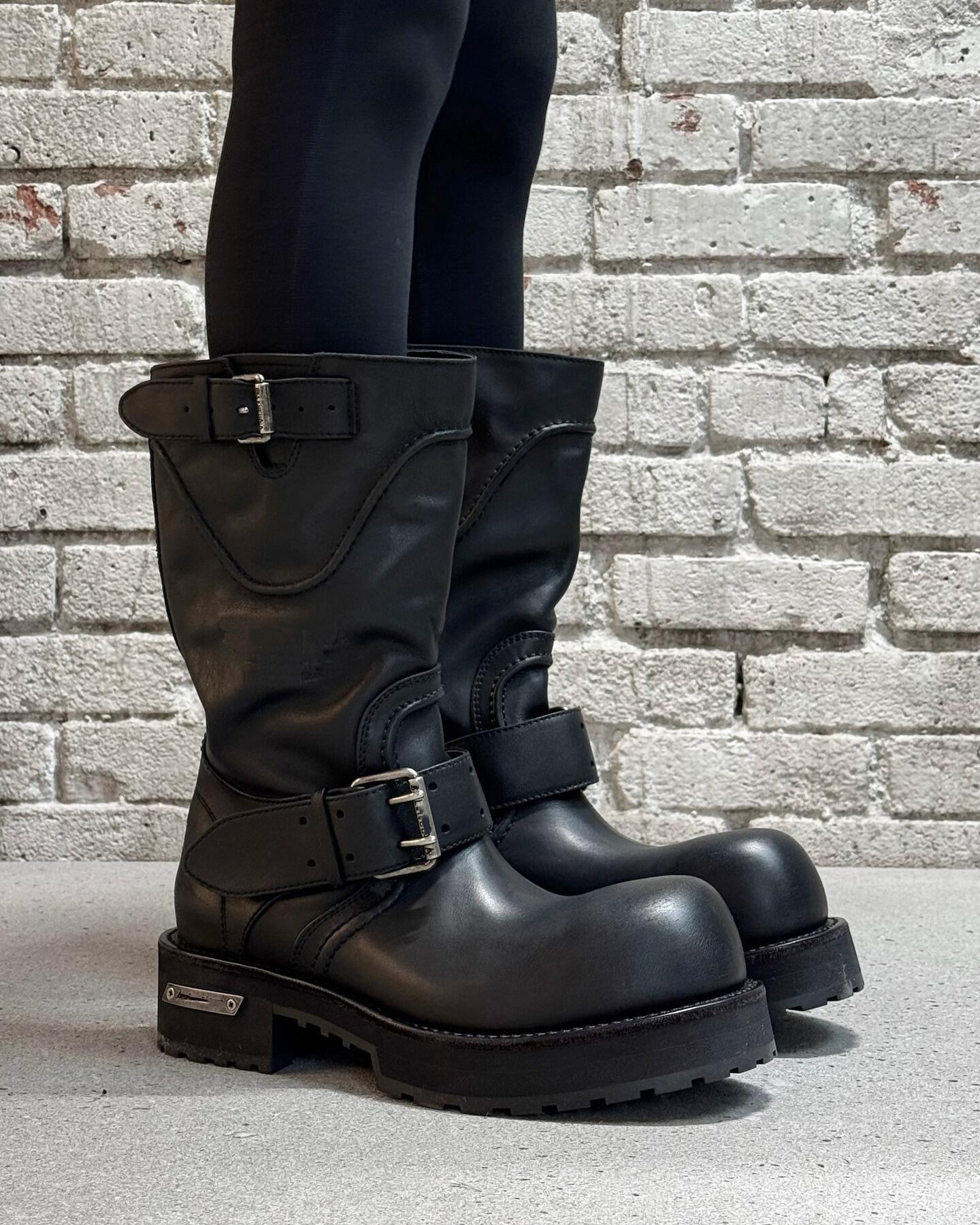 Leather Version Thick-soled Street Style Women's 2025 Autumn And Winter New Large Toe Martin Mid-calf Multifunctional Riding Boots_voghion.com