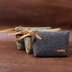 New canvas men's handbag wholesale, European and American retro grab bag, coin and key holder, small tote bag.