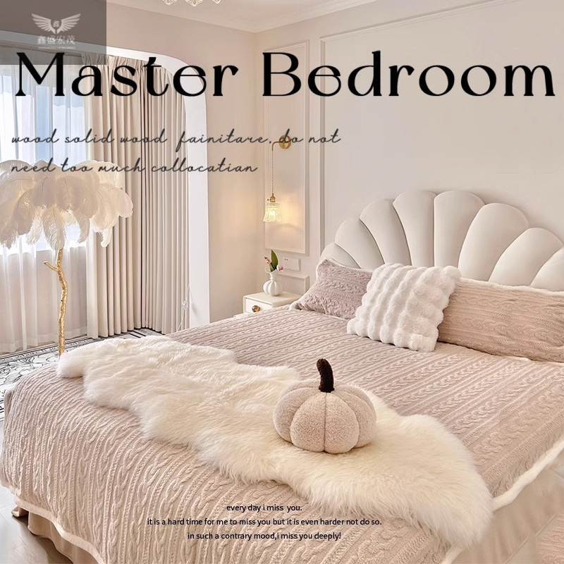 Light Luxury Bed Modern Simple Master Bedroom Cream Style Bed Technology Cloth Bed Internet Celebrity Petal Bed Girls' Princess Bed Light Luxury Bed Modern Simple Master Bedroom Cream Style Bed Technology Cloth Bed Internet Celebrity Petal Bed Girls' Princess Bed