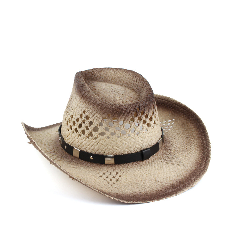 Primavera y verano nuevos hombres y mujeres pareja casual Denim sombrero de paja sombrero tejido a mano de estilo europeo y americano sombrero de protección solar de viaje al aire libre