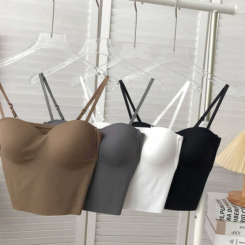 Damen-Camisole aus Eisseide, rückenfrei, einteiliger BH mit festen Cups, verstellbaren Trägern und kurzen Trägern_voghion.com