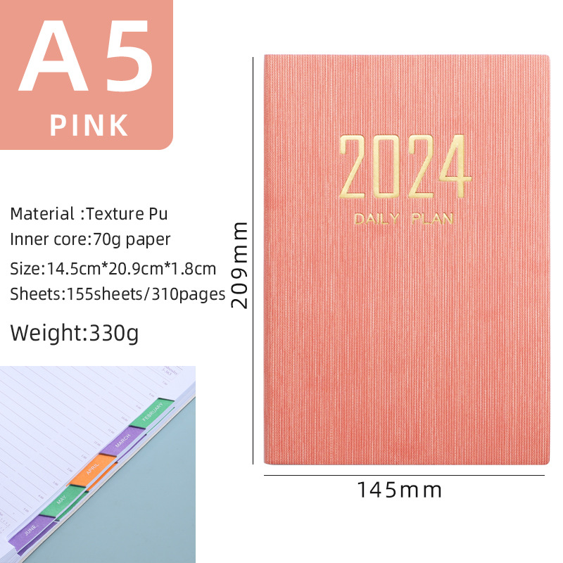 Transfronterizo 2024 inglés a5 calendario 2025 imitación cuero mes índice plan cuaderno calendario de comercio exterior