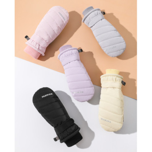 Ski Gloves Women's Winter Warm Fleece-Lined Thickeneded Waterproof Outdoor Cycling Electric Vehicle Windproof and Cold-Proof Mittens