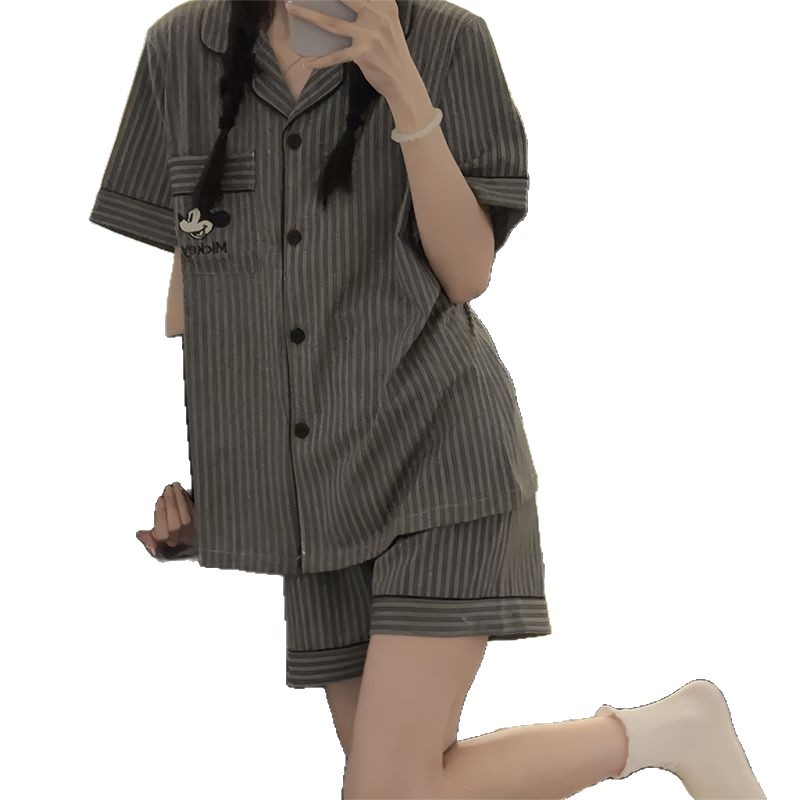 Nube de algodón pijama de niñas pareja de ropa de hogar suelta y delgada verano nuevos pantalones cortos de mangas cortas dos piezas set