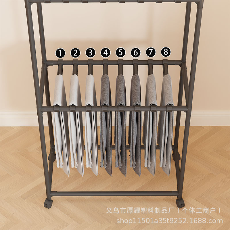 跨境2层裤架裤子半裙晾衣架落地衣架双层衣服架裤子晾晒架裤夹|undefined