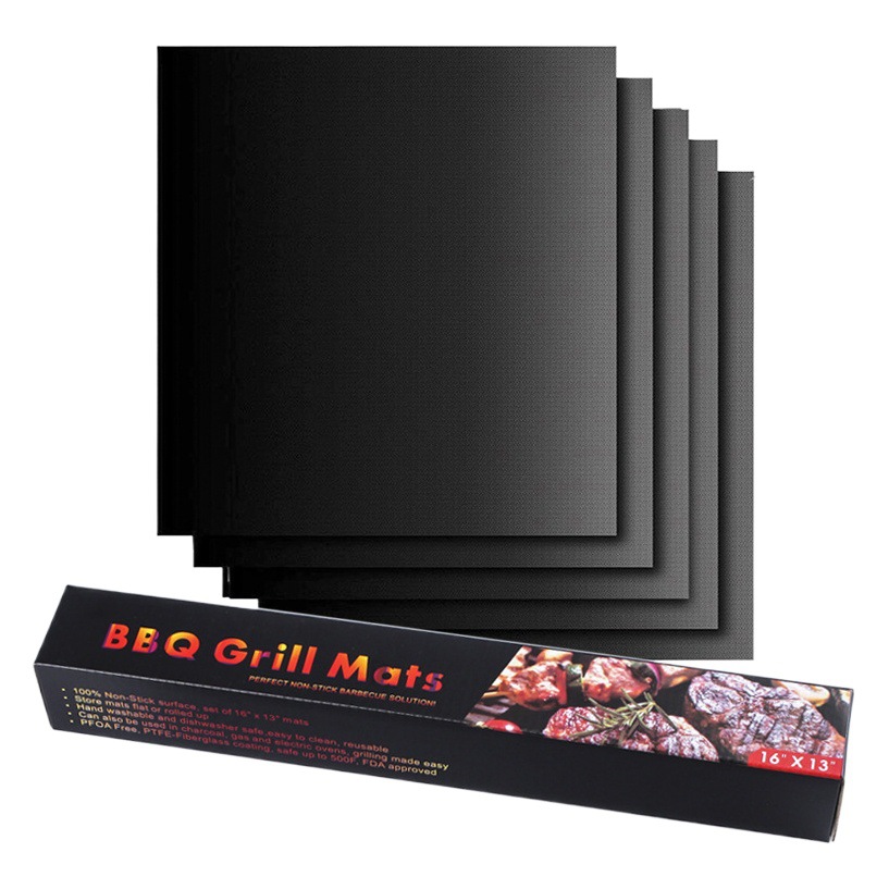 Amazon High Temperature Oven Mat Non-stick BBQ Outdoor Teflon Barbecue Mat Black Copper Barbecue Mat PTFE