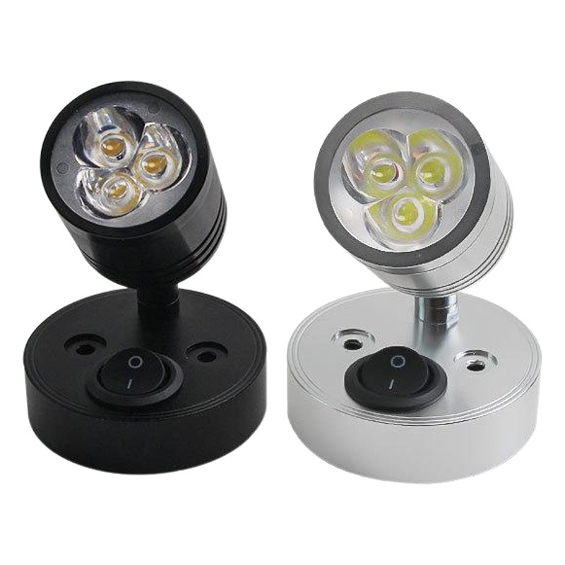 Nuevo 12Vled yate rv luz de lectura 3w bajo voltaje proyector noche universal techo superficie montada lámpara pared