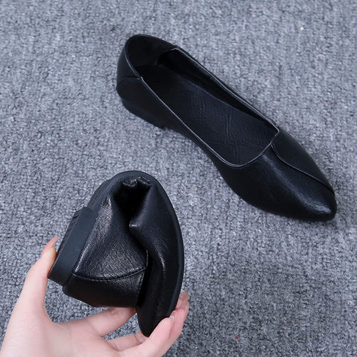 Soft two-wear flat shoes black  spring new shoes versatile professional shoes small leather shoes women's shoes trendy