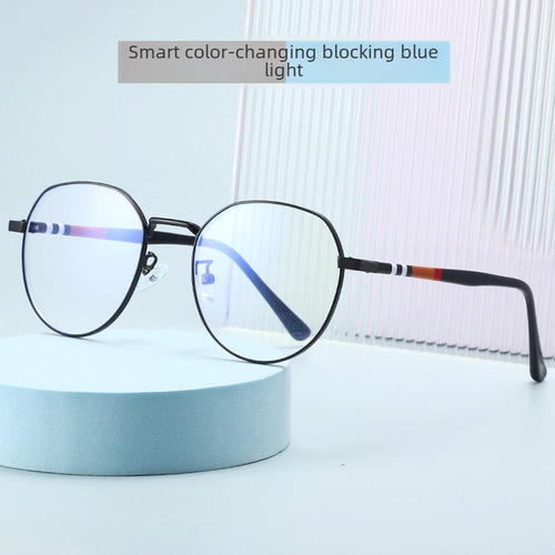 New anti-blue light glasses wholesale frame with photochromic lenses, plano lenses for computer use, myopia glasses 2201