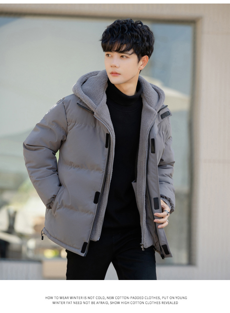 Large Size Fake Two Cotton Clothes Men's Loose Casual Thickened Fleece_viptrois.com