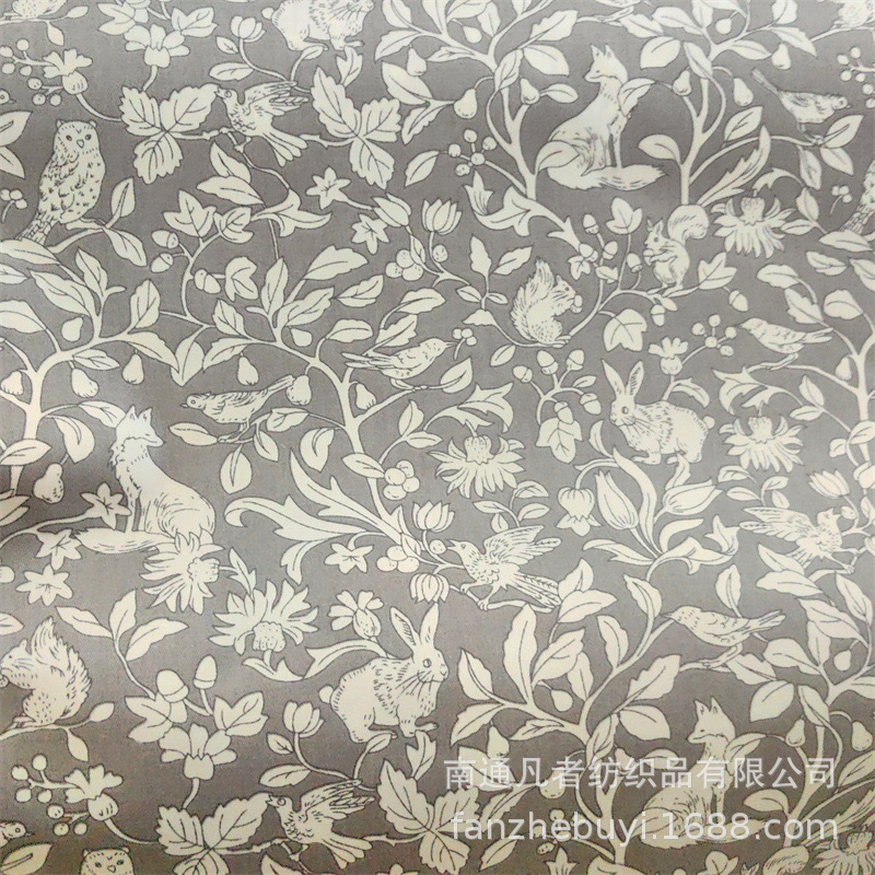160x50cm Kleine Blumen Tier Eule Fuchs Kaninchen Reine Baumwolle Gedruckt Twill Stoff Kindergarten Baby Nähen Tuch – Detail 4