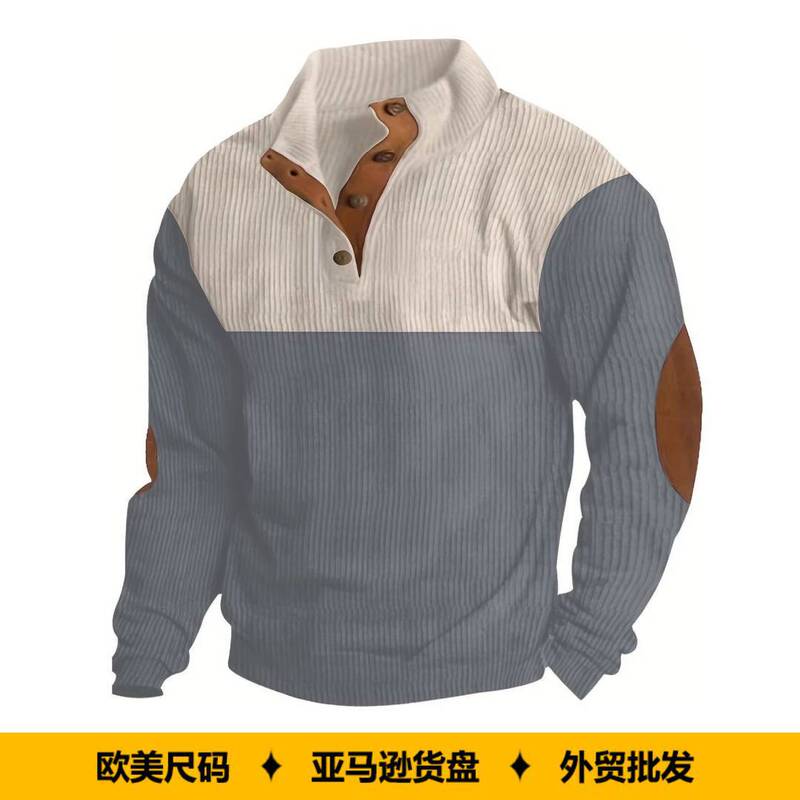 New Amazon Cross-Border European Size Autumn and Winter Men's Large Size Tops Sports Casual Color-Blocked Lapel Sweatshirt Men's Wholesale New Amazon Cross-Border European Size Autumn and Winter Men's Large Size Tops Sports Casual Color-Blocked Lapel Sweatshirt Men's Wholesale