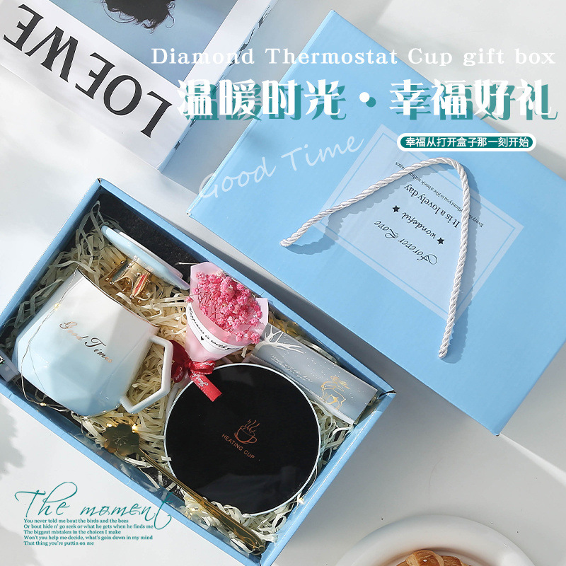Mug 55 Degree Constant Temperature Heated Water Cup High-Looking Male and Female Students with Covered Spoon Couple Ceramic Cup Cup Gift