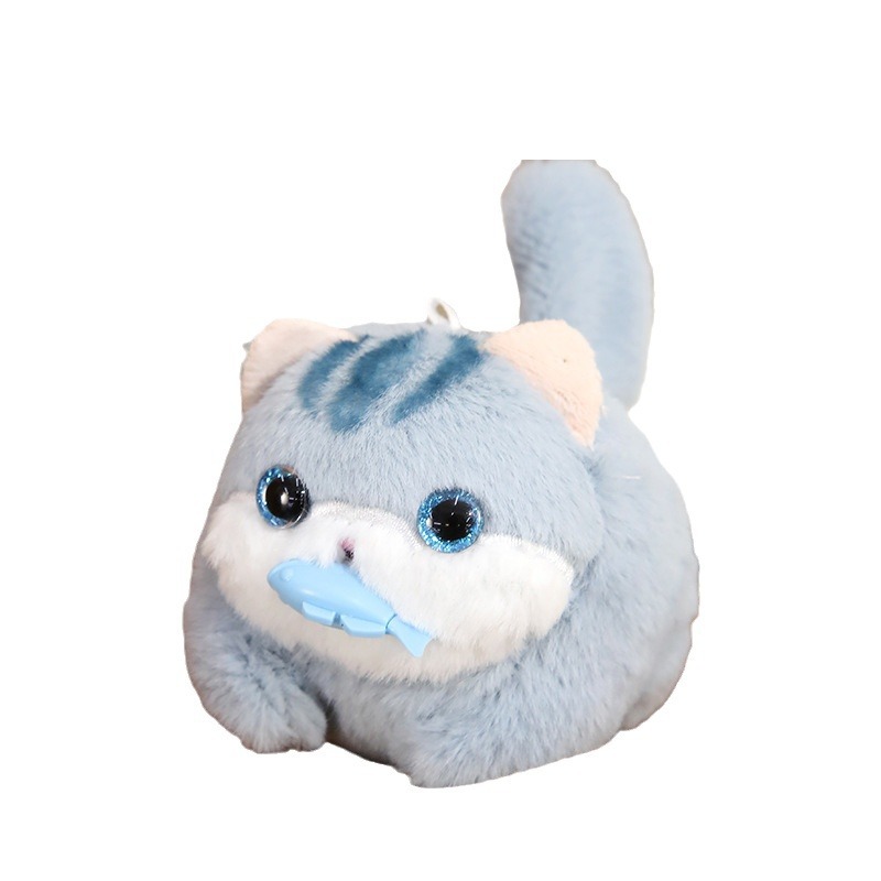Lejier cordón WAG cola gatito comiendo pescado muñeca gato Panda muñeca colgante felpa juego fábrica