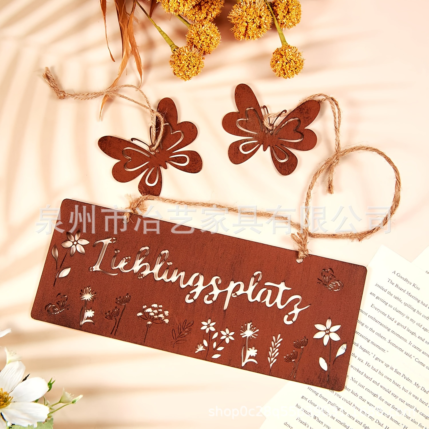 跨境金属挂牌铁锈墙饰铁锈花园墙饰花园装饰品带2个铁锈蝴蝶