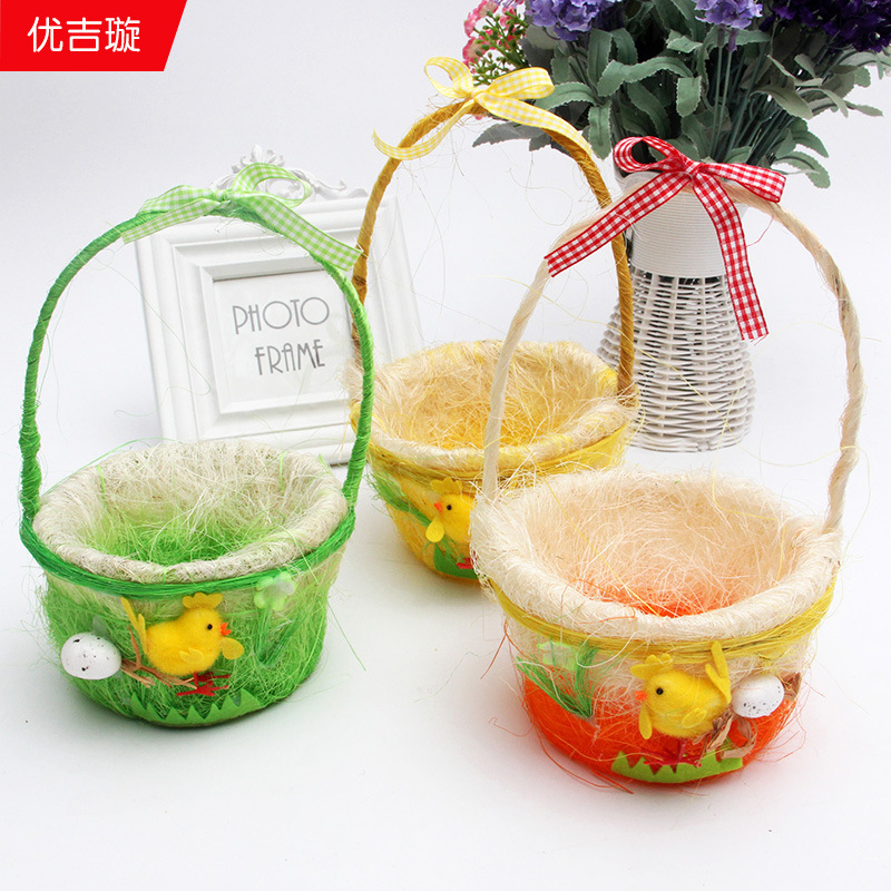 Easter decorations egg hand-held Chicken Basket kindergarten atmosphere layout hand-painted egg pendant
