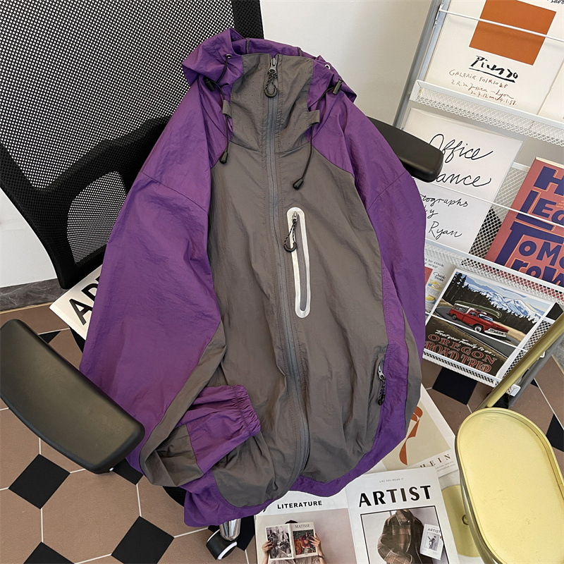 Color-Blocked Sun Protection Clothing for Men and Women in Summer, Anti-Uv Hiking Hooded Jacket, Mountain-Style Outdoor Fishing and Mountaineering Clothing for Men