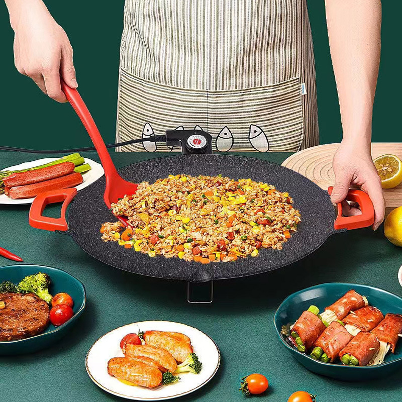 多功能电烧烤炉大容量烤肉串机商用铁板烧电烤盘圆形麦饭石烤盘