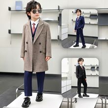 男童呢子大衣西装2023秋冬新款韩版中长款帅保暖风衣毛呢外套儿童